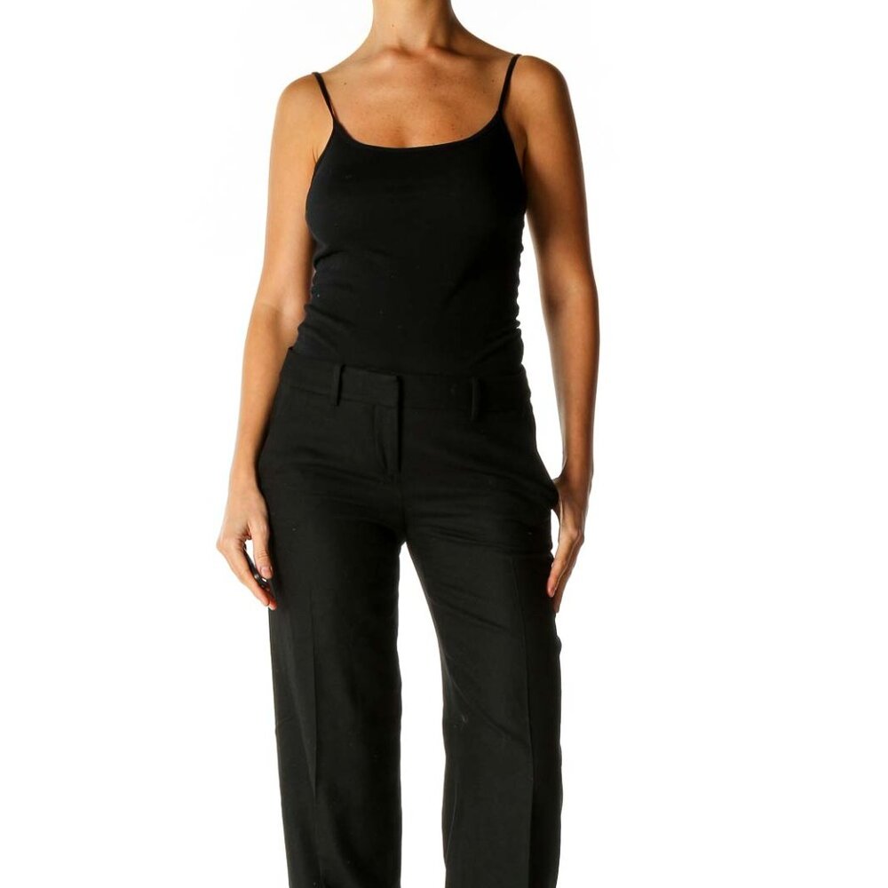 Black Solid Classic Trousers - image 1